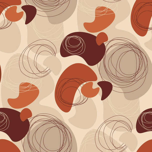Beige and brown middle age vibes seamless pattern - Vector, afbeelding