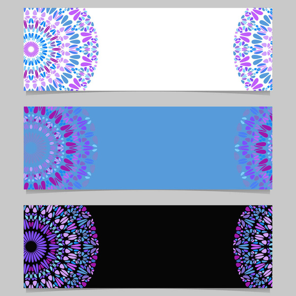 Horizontal geometrical abstract gravel mandala banner background set - Vector, Image