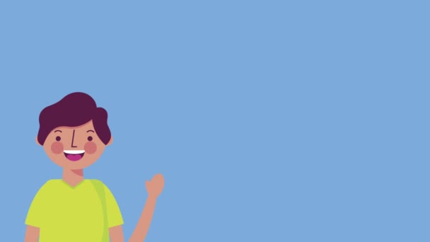 konuşma balonu animasyon ile genç genç çocuk - Video, Çekim