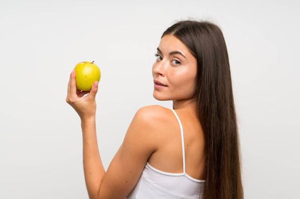 Гарненька молода жінка з яблуком
 - Фото, зображення