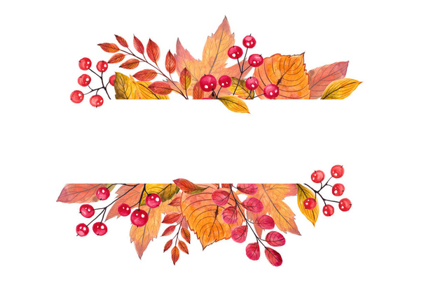 Krásný snímek podzimní listí. Vodbarevná ilustrace na obrázku. Izolován na bílém pozadí. Může být použito na přání, na Halloweenské pozvání, den díkůvzdání, design, tapetu, textilní - Fotografie, Obrázek