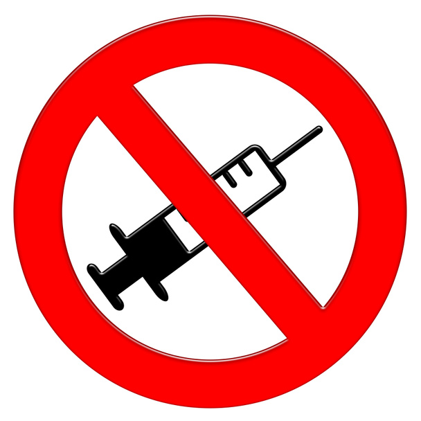 Símbolo de proibição com ícone de ilustração da seringa
 - Foto, Imagem