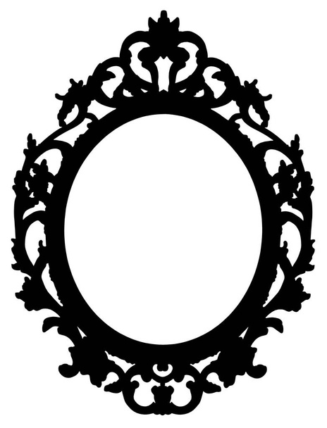 Silueta negra en blanco de un antiguo marco barroco de madera - concepto
  - Foto, Imagen