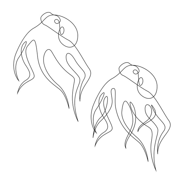Single continuous line drawing of giant octopus set. Legendary kraken animal mascot concept. One line draw design vector illustration - Vector, imagen