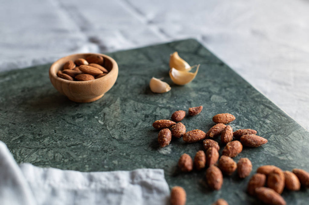 garlic almonds, healthy vegan food - Photo, Image