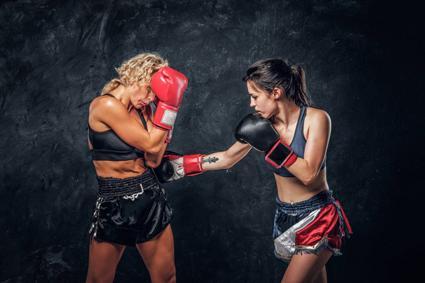 Kampf zwischen zwei Profiboxerinnen - Foto, Bild