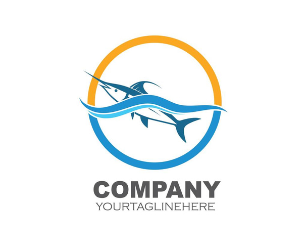 μπλε Μαρλίν ψάρι εικονίδιο εικόνα λογότυπο - Διάνυσμα, εικόνα