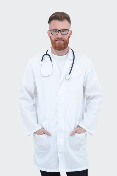 male doctor with stethoscope. isolated on white - Zdjęcie, obraz