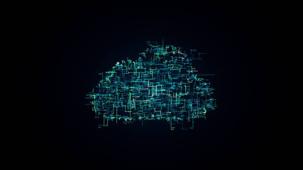 Símbolo de computación en nube, líneas aleatorias que crean forma de nube
 - Foto, imagen