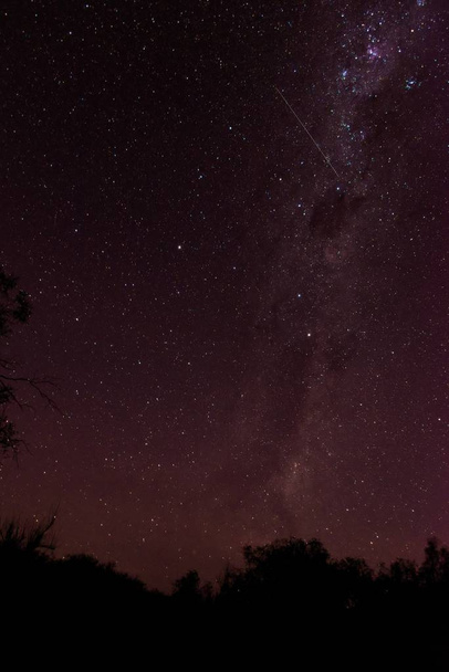 Melkweg op de nachtelijke hemel gezien vanuit de woestijn van Lavalle, in de provincie Mendoza, Argentinië. - Foto, afbeelding