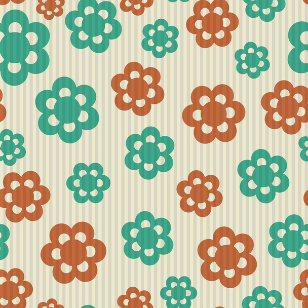 Retro seamless flowers pattern - Vector, afbeelding