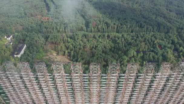 Aerial view of abandoned Soviet Duga radar system - Footage, Video