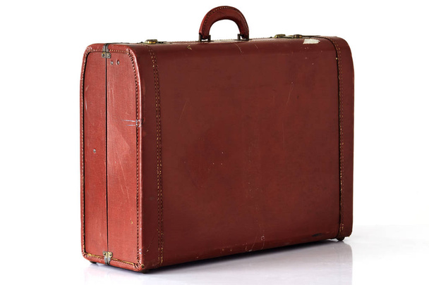 Travel leather suitcase on a white - Фото, зображення