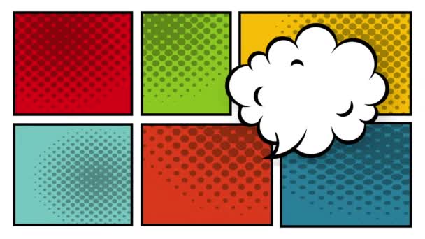 speech bubble and cloud pop art style animation - Footage, Video