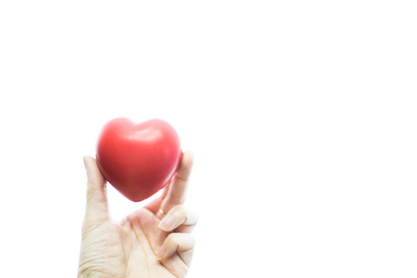 Kéz tartó szív alakú elszigetelt fehér. Egészségügyi * koncepció * - Fotó, kép