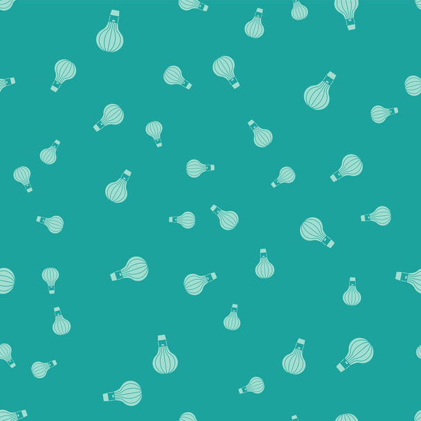 grüne Heißluftballon-Symbol isoliert nahtlose Muster auf grünem Hintergrund. Luftverkehr für Reisen. Vektorillustration - Vektor, Bild