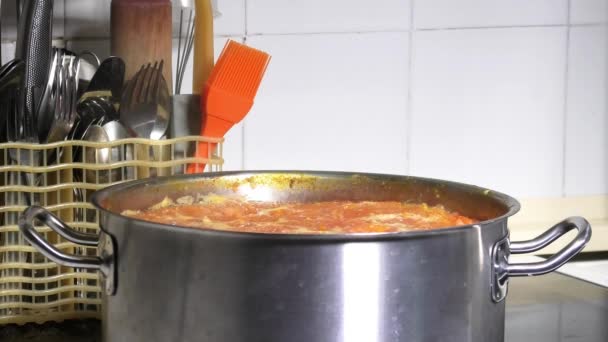 cooking pot on the stove - Footage, Video