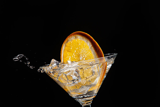 Orange, Glass, Ice And Water - Φωτογραφία, εικόνα