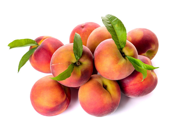 Ripe peaches on white background - Valokuva, kuva