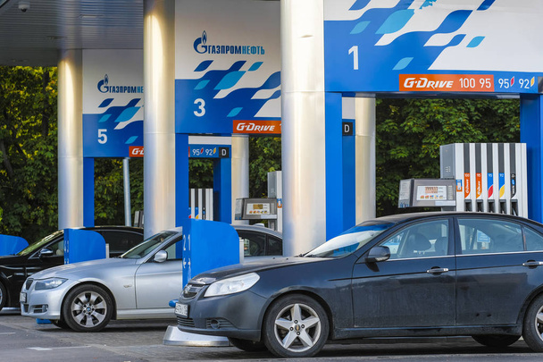 Moscow, Russia - August, 29, 2019: the image of a petrol station in Moscow, Russia - Photo, Image