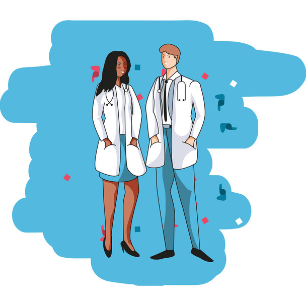 couple of doctors workers characters - Vector, Imagen