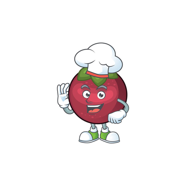 Chef fruit mangosteen cartoon character for health - Вектор,изображение