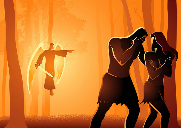 Adam and Eve Expelled From The Garden - Vector, Image