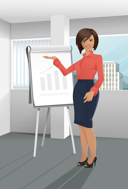 Businesswoman on presentation - Vector, Image