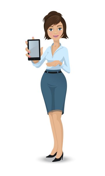 Business woman with touch pad - Vector, Image