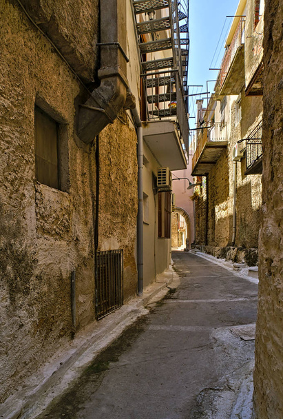 Narrow alley in Pyrgi  medieval village, Chios island, Greece. - Photo, Image