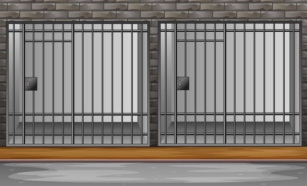 Gevangeniscel met metalen staven illustratie - Vector, afbeelding