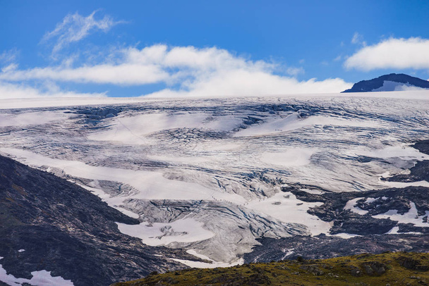 Mountains with ice glacier. Road Sognefjellet, Norway - Foto, afbeelding