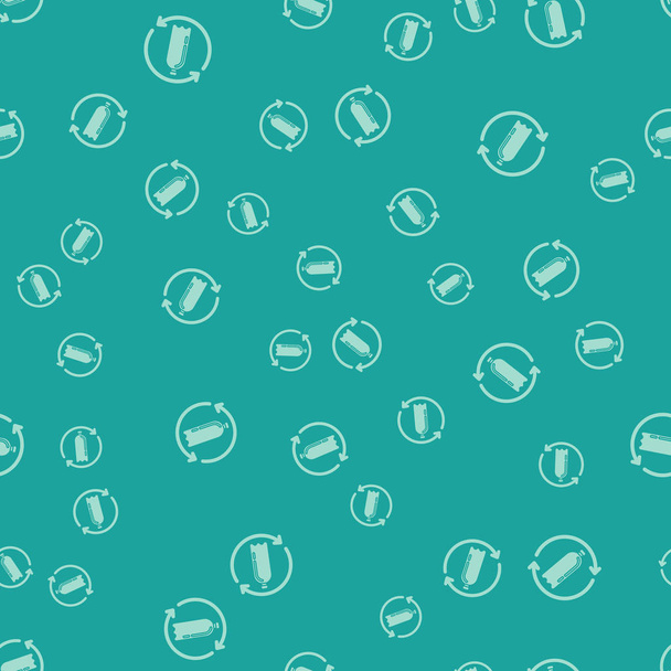 Green Recycling plastic bottle icon isolated seamless pattern on green background. Vector Illustration - Vektör, Görsel