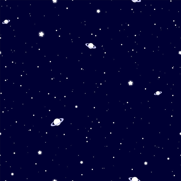 Gwiaździste niebo noc wzór z planet - Wektor, obraz