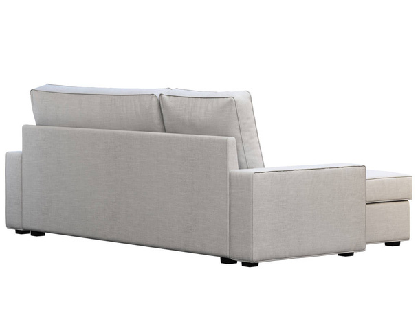 Şezlonglu modern beyaz kumaş kanepe. 3d render - Fotoğraf, Görsel