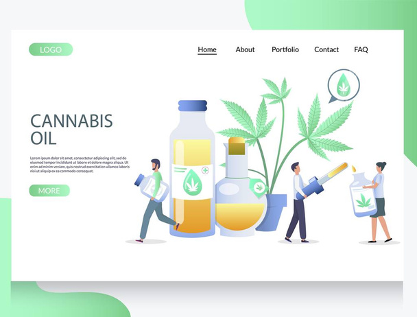 Cannabis oil vector website landing page design template - Vektör, Görsel