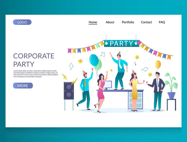 Corporate Party Vektor Website Landing Page Design-Vorlage - Vektor, Bild