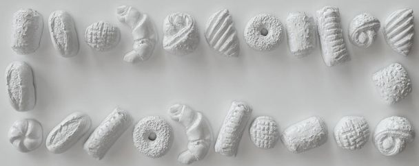 Білі шматочки випічки на білому тлі - 3D рендеринг
 - Фото, зображення