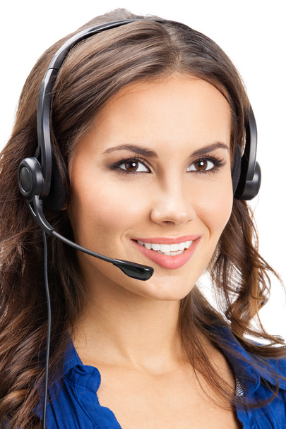 Support phone operator in headset, isolated - Foto, Imagem