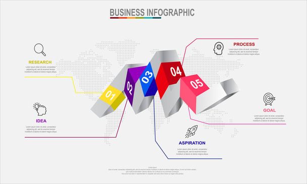 3D インフォグラフィック要素 最新のテンプレート ベクトルは、ワークフロー レイアウト ビジネス データビジュアライゼーションに使用できます。インフォグラフィックのクリエイティブコンセプト - ベクトル - ベクター画像