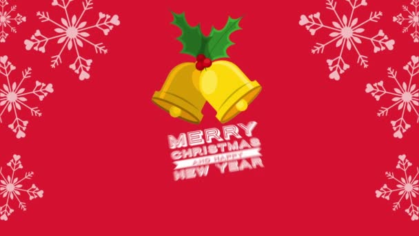 happy merry christmas card with bells - Footage, Video