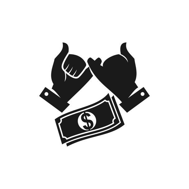 Money Hand Commitment Teamwork Together Black Logo  - Vector, Image