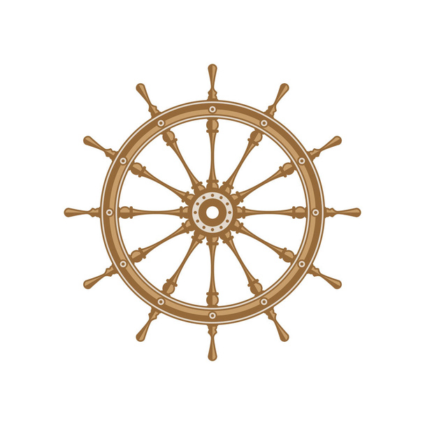 Brown ship steering wheel. - Vector, Image