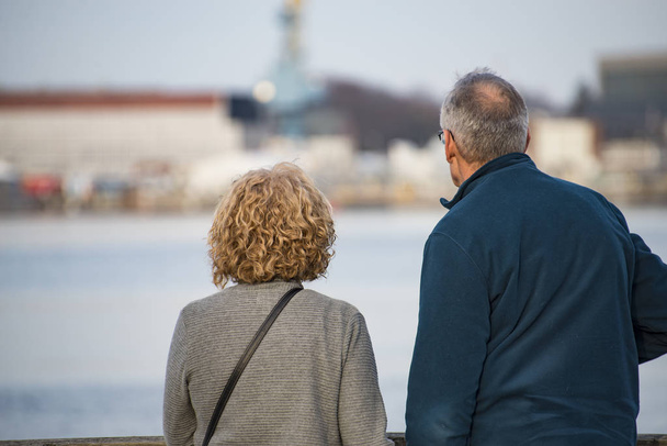 γηραιότερος ζευγάρι από πίσω κοιτάζοντας την πανοραμική θέα - Φωτογραφία, εικόνα