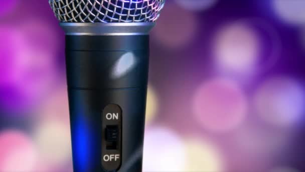 Microphone moving on blurred bokeh circles background - Footage, Video