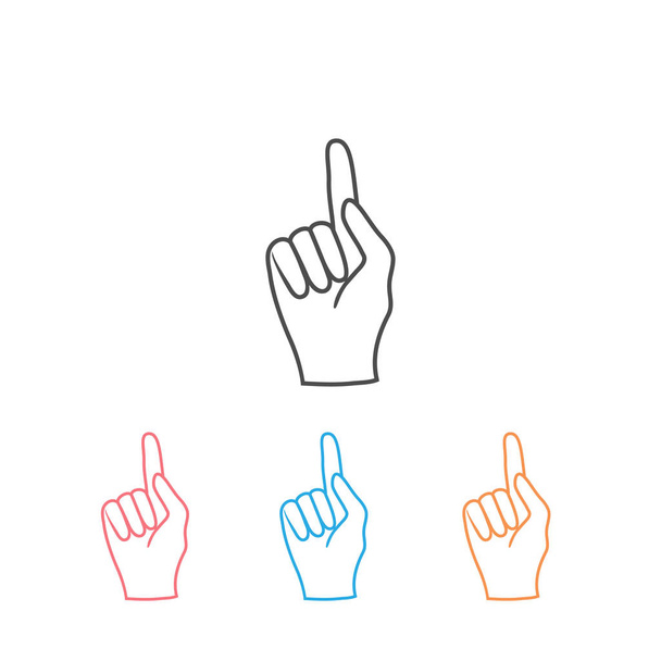 Рука с одним пальцем, указывающим вверх по иконке. Рука с указательным пальцем вверх векторные иллюстрации изолированы на белом. Дизайн набросков, разработанный для веб и приложений
 - Вектор,изображение