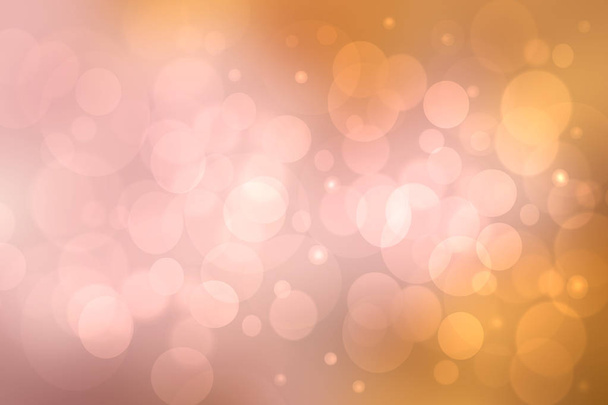 Μια εορταστική αφηρημένη πορτοκαλί ροζ ντεγκραντέ υφή φόντο με λάμψη αποεστιασμένη λάμψη bokeh κύκλους και αστέρια. Ιδέα κάρτας για ευτυχισμένο το νέο έτος, πρόσκληση σε πάρτι, Βαλεντίνος ή άλλες διακοπές. - Φωτογραφία, εικόνα