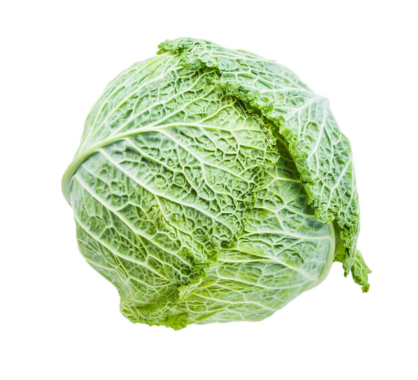 enkele groene cabbagehead van verse Savooikool - Foto, afbeelding