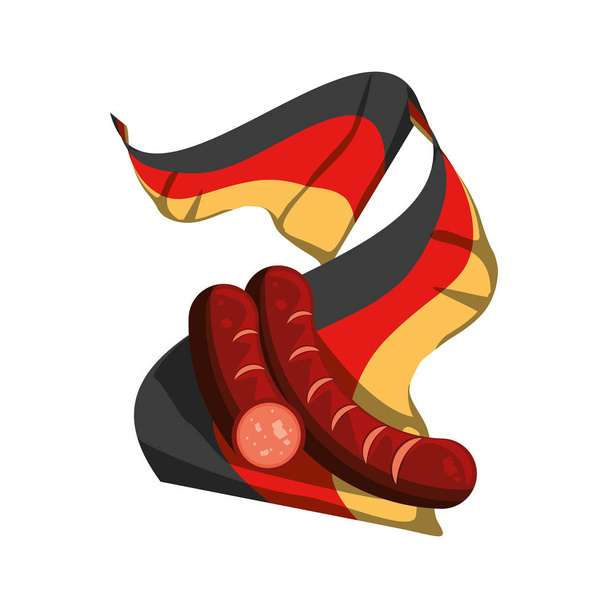 Германский флаг с сосисками oktoberfest food
 - Вектор,изображение