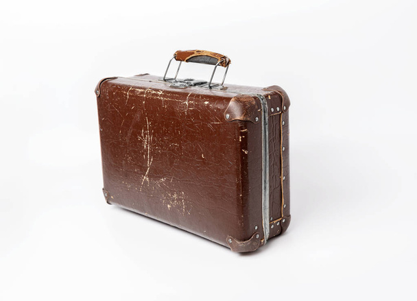 old suitcase isolated on white background - Fotó, kép